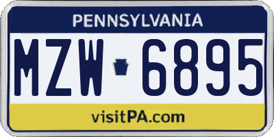 PA license plate MZW6895