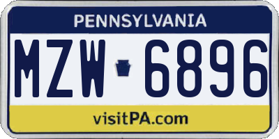 PA license plate MZW6896