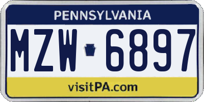 PA license plate MZW6897