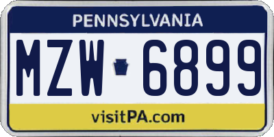 PA license plate MZW6899