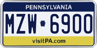 PA license plate MZW6900