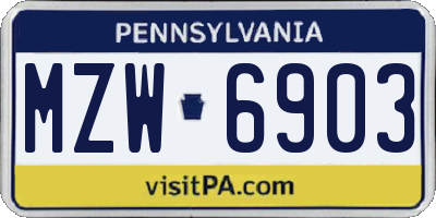 PA license plate MZW6903