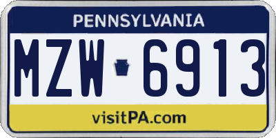 PA license plate MZW6913