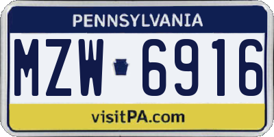PA license plate MZW6916