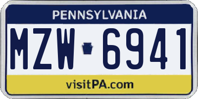PA license plate MZW6941