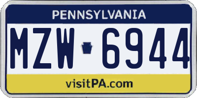 PA license plate MZW6944