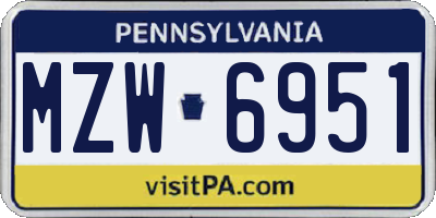 PA license plate MZW6951
