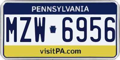 PA license plate MZW6956