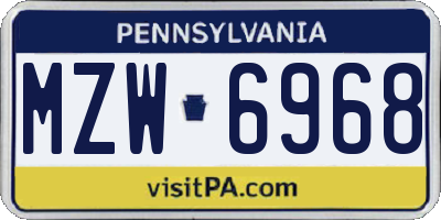 PA license plate MZW6968