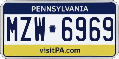 PA license plate MZW6969