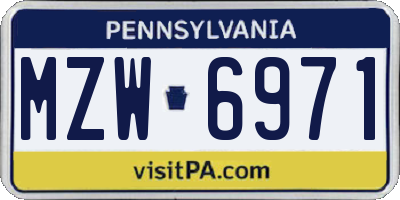 PA license plate MZW6971