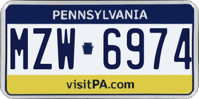 PA license plate MZW6974
