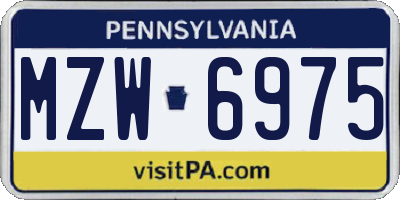 PA license plate MZW6975
