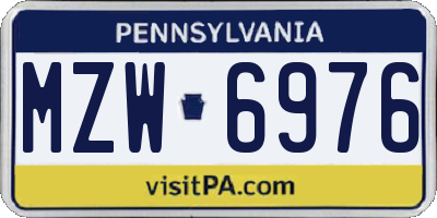 PA license plate MZW6976