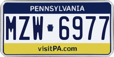 PA license plate MZW6977