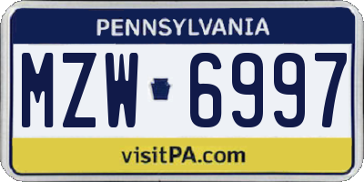 PA license plate MZW6997