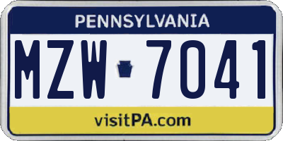PA license plate MZW7041