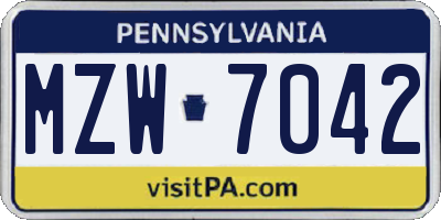 PA license plate MZW7042