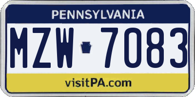 PA license plate MZW7083