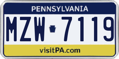 PA license plate MZW7119
