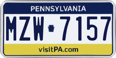 PA license plate MZW7157