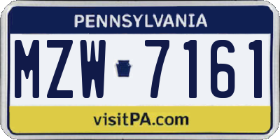 PA license plate MZW7161