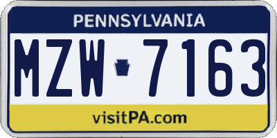 PA license plate MZW7163