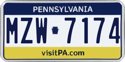 PA license plate MZW7174