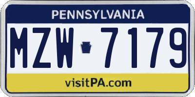 PA license plate MZW7179