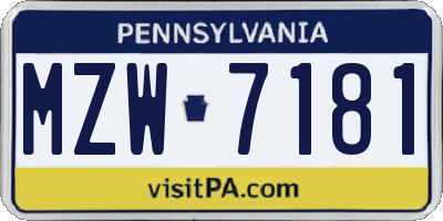 PA license plate MZW7181