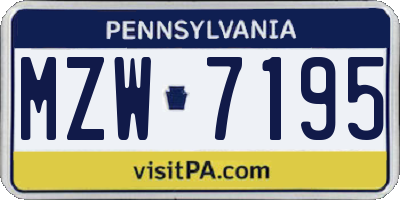 PA license plate MZW7195