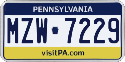 PA license plate MZW7229