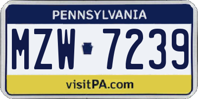 PA license plate MZW7239