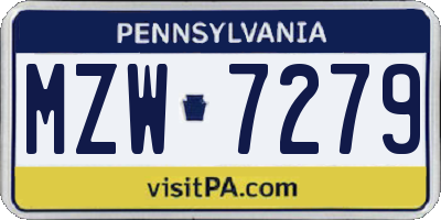 PA license plate MZW7279