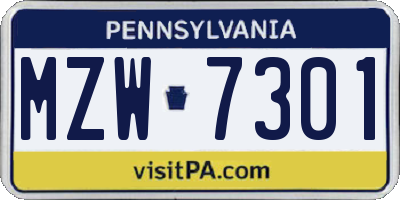 PA license plate MZW7301