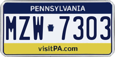 PA license plate MZW7303