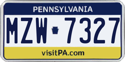 PA license plate MZW7327
