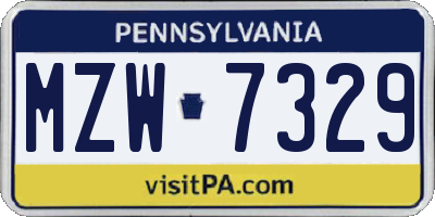 PA license plate MZW7329