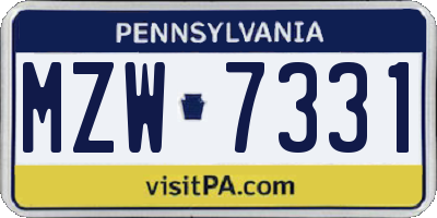 PA license plate MZW7331