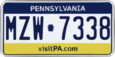 PA license plate MZW7338
