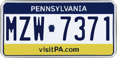 PA license plate MZW7371