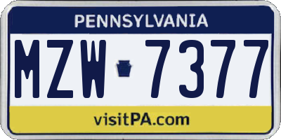PA license plate MZW7377