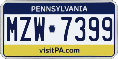 PA license plate MZW7399