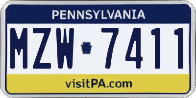 PA license plate MZW7411