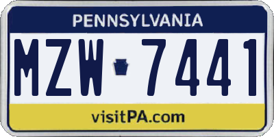 PA license plate MZW7441