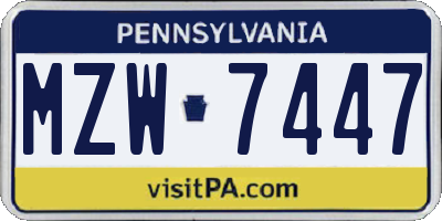 PA license plate MZW7447