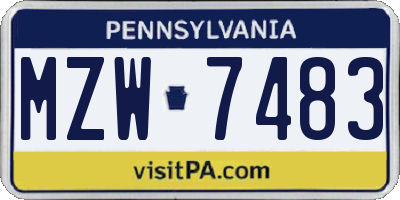 PA license plate MZW7483