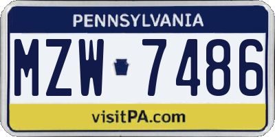 PA license plate MZW7486