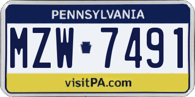 PA license plate MZW7491