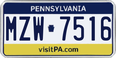 PA license plate MZW7516